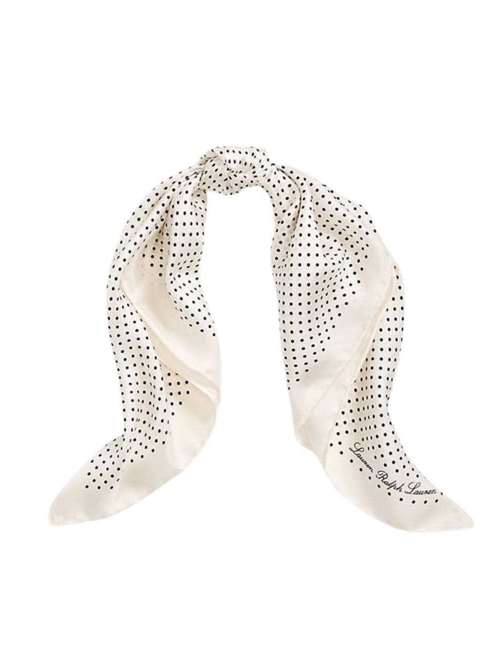 Lauren Ralph Lauren Silk Polka Dot Scarf Ivory Black 22x22
